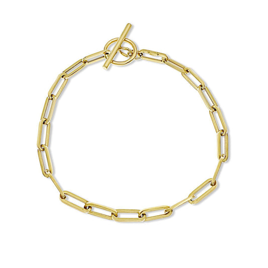 14k Gold Paperclip Chain Bracelet Toggle Lock 7.5 inch