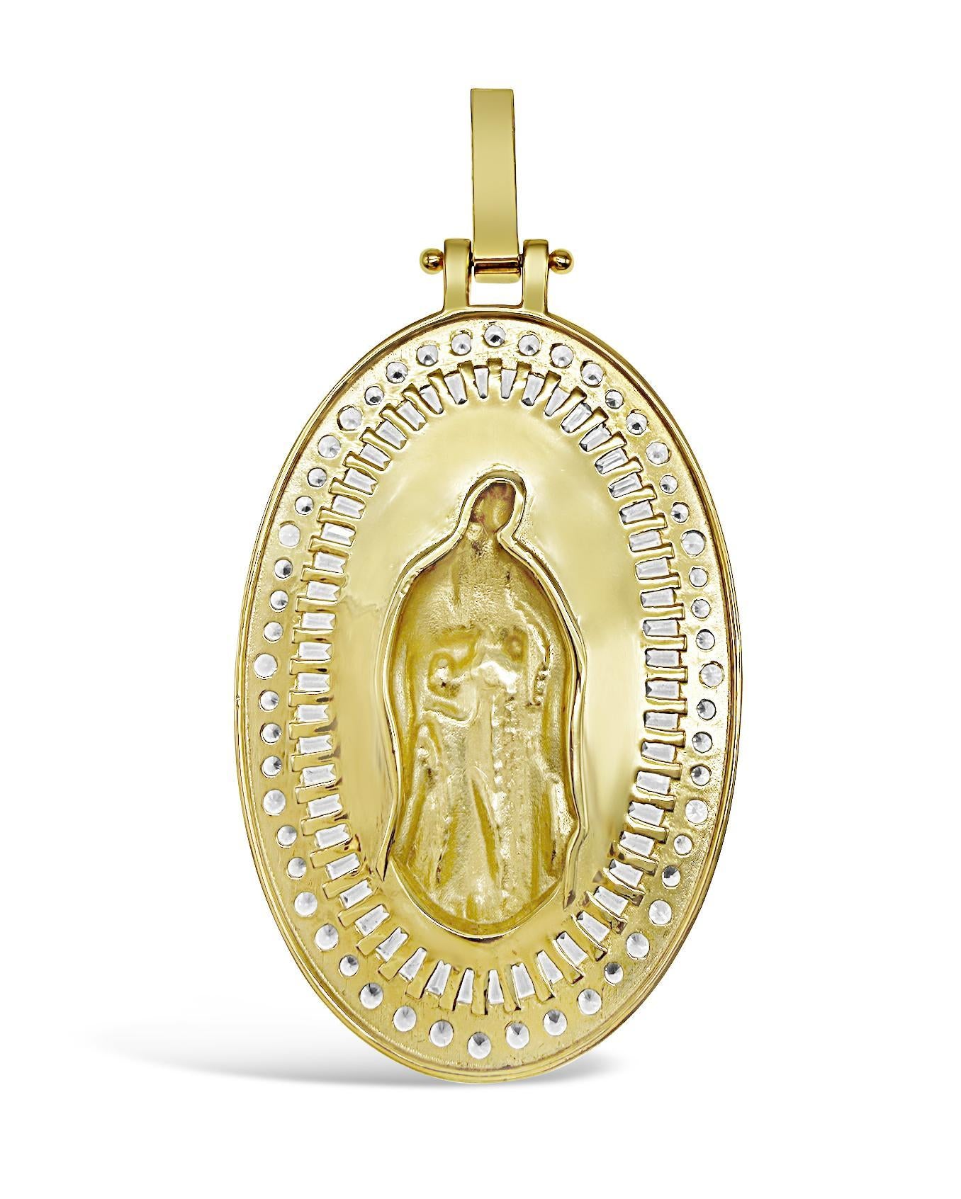 925 Sterling Silver Virgin Mary Oval Pendant