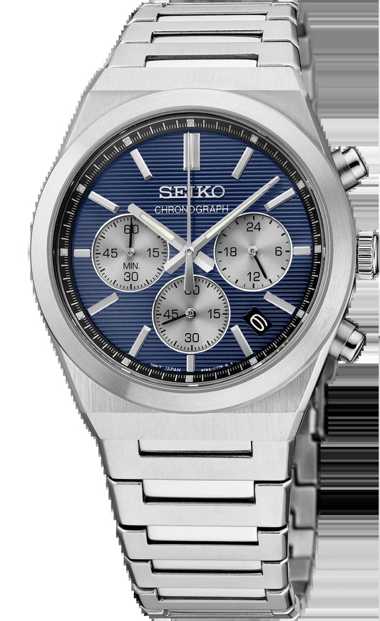 SEIKO Essential Chronograph Blue Dial Mens Watch SSB453