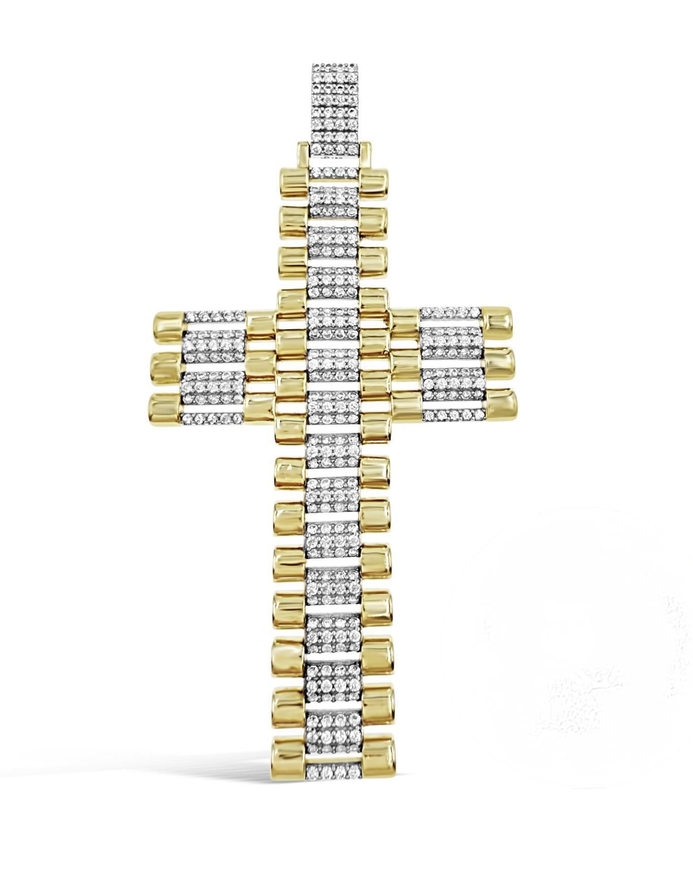 10K Yellow Gold Presidential Style Railroad Cross Pendant