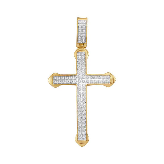 Diamond Mens Cross Charm Pendant 10k Yellow Gold 0.25ctw