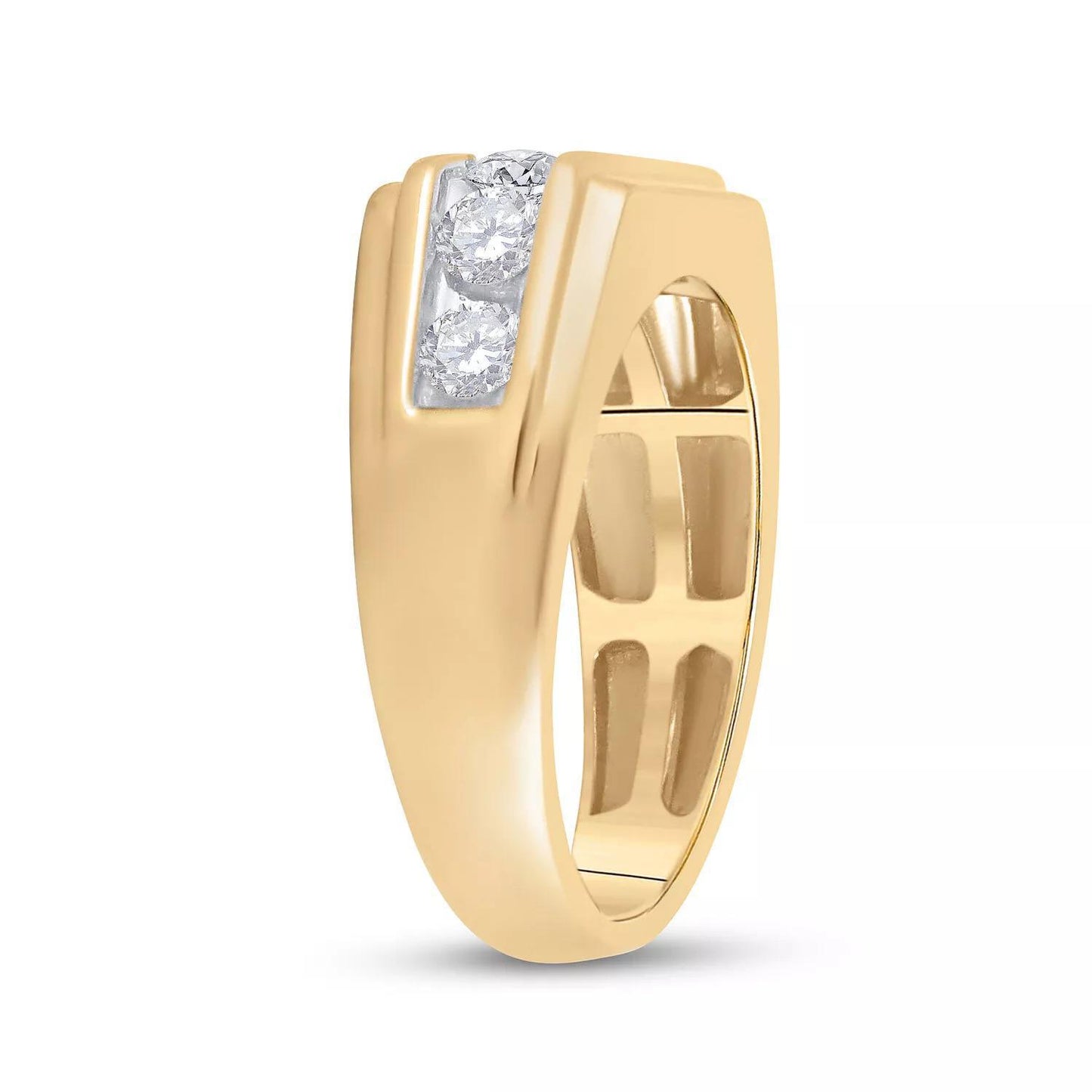 1.0cttw Diamond Mens Band 10kt Yellow Gold Flat Top Ring