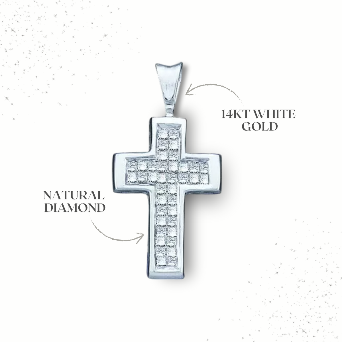 14kt White Gold Womens Princess Diamond Cross Pendant 1/4 Cttw