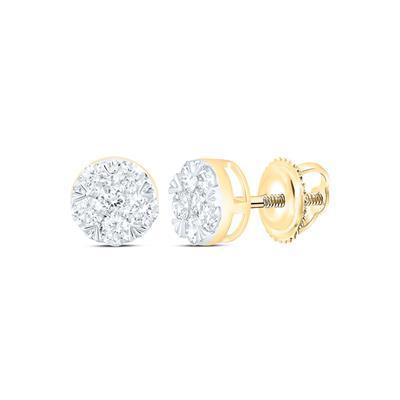 0.33ctw Diamond Round Cluster Stud Earrings 10K Yellow Gold Screw Back