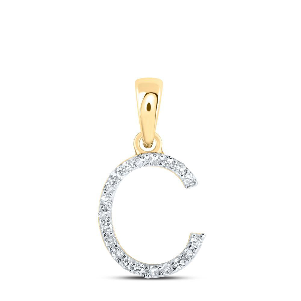 Diamond Letter Initial C Pendant Charm 10k Yellow Gold