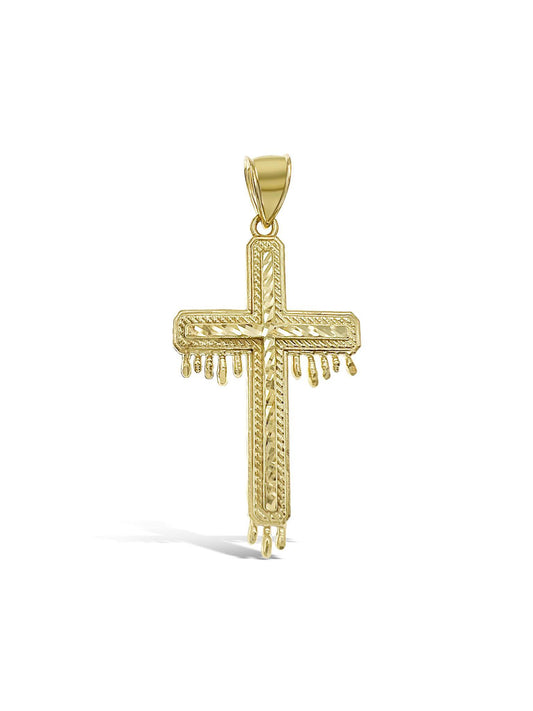 Cross Pendant 10k Yellow Gold Charm 2.2"