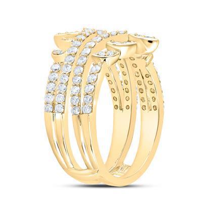1Ctw Round Diamond Wrap Guard Enhancer Wedding Womens Ring Band 14k Yellow Gold