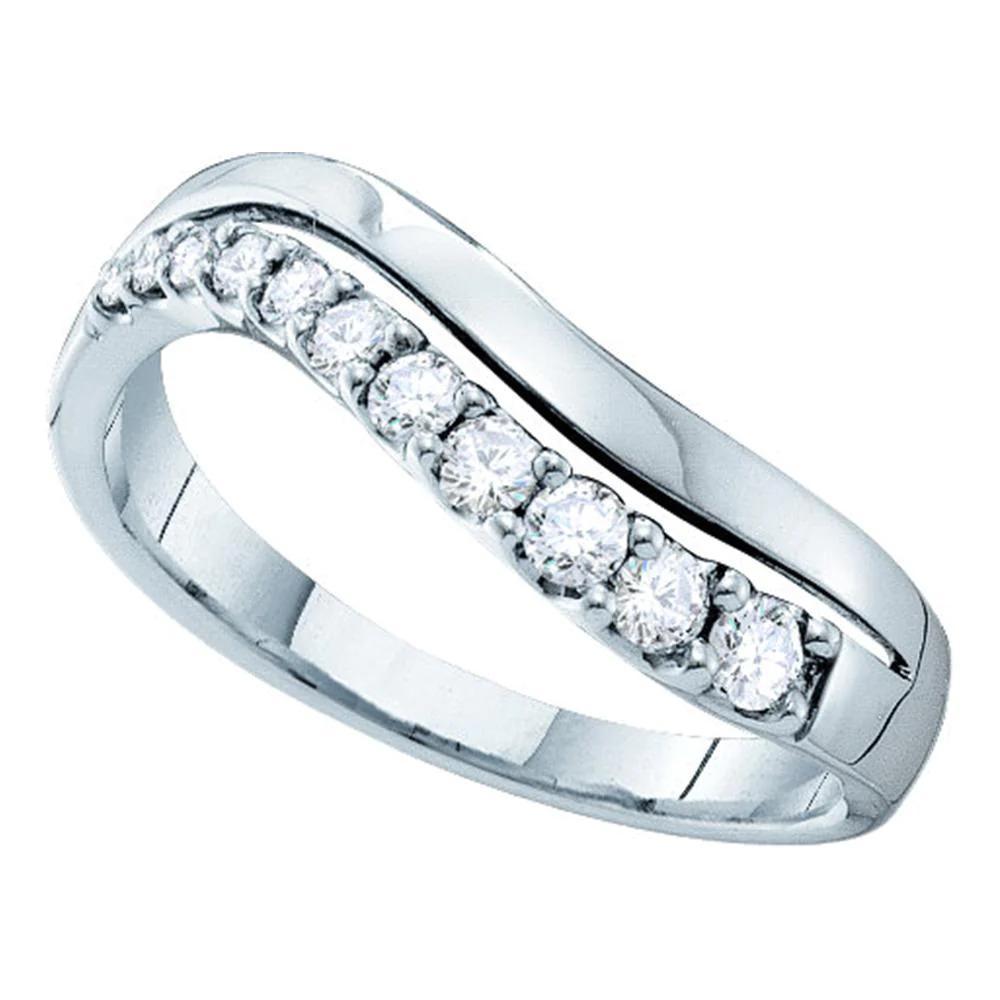 14k White Gold Wave Wedding Diamond Band 1/3cttw