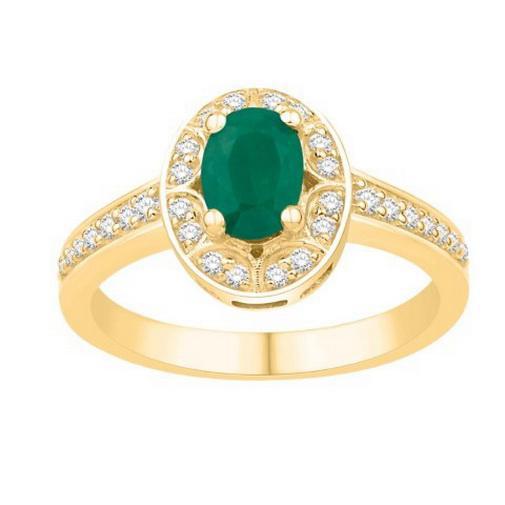 14k Yellow Gold 1.24Cttw Diamond Solitaire Lab Emerald Bridal Engagement Ring