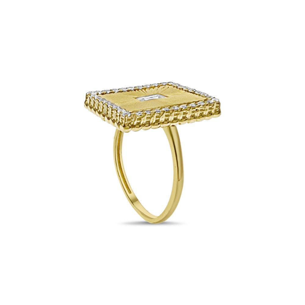 14k Yellow Gold Rectangular Ring CZ Band Size 6.5