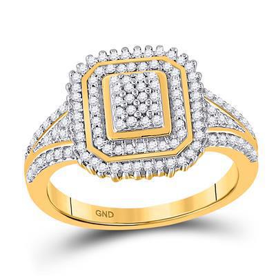 0.25ctw Diamond Rectangle Frame Cushion Shape Engagement Ring 10k Yellow Gold