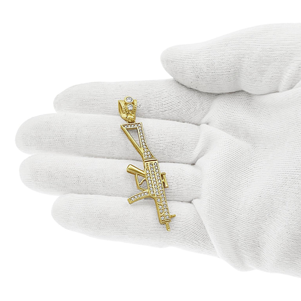 10K Yellow Gold AK47 Gun Pendant