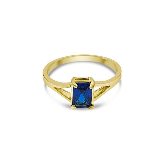 10k Gold Ring Blue Birthstone Women Band Size 7