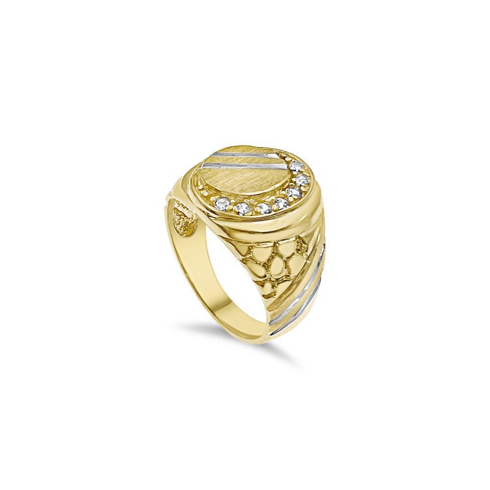 10K Yellow Gold Mens Oval Nugget Signet Pinky Ring