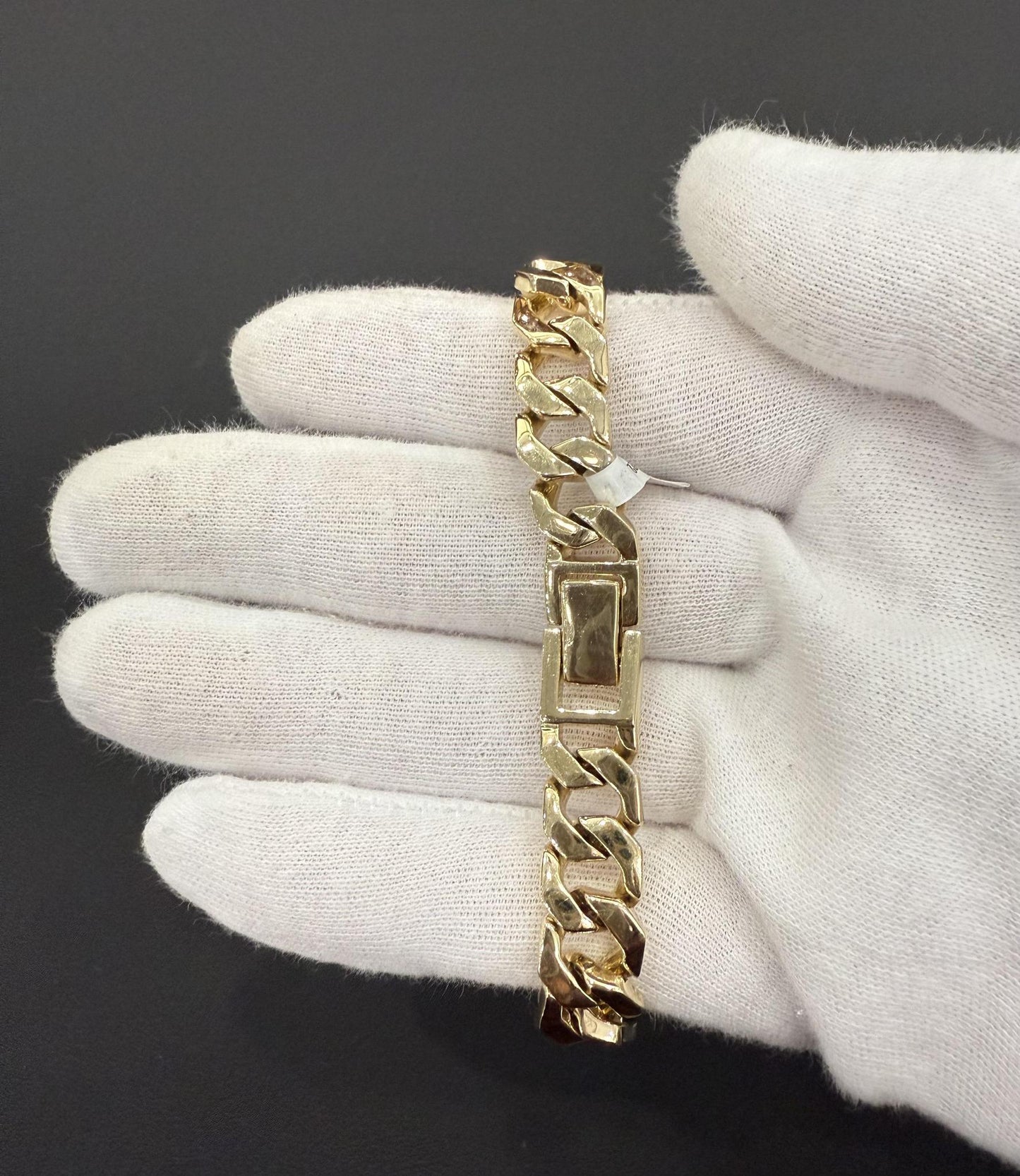 1.57ctw Diamond Bar Cuban Link Bracelet Mens ID Solid 14k Yellow Gold