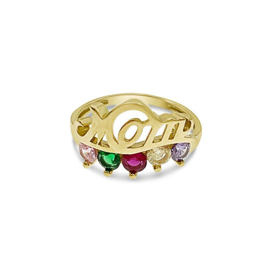 14k Gold Mother Mom 5 Birthstone Ring Women Band Size 8