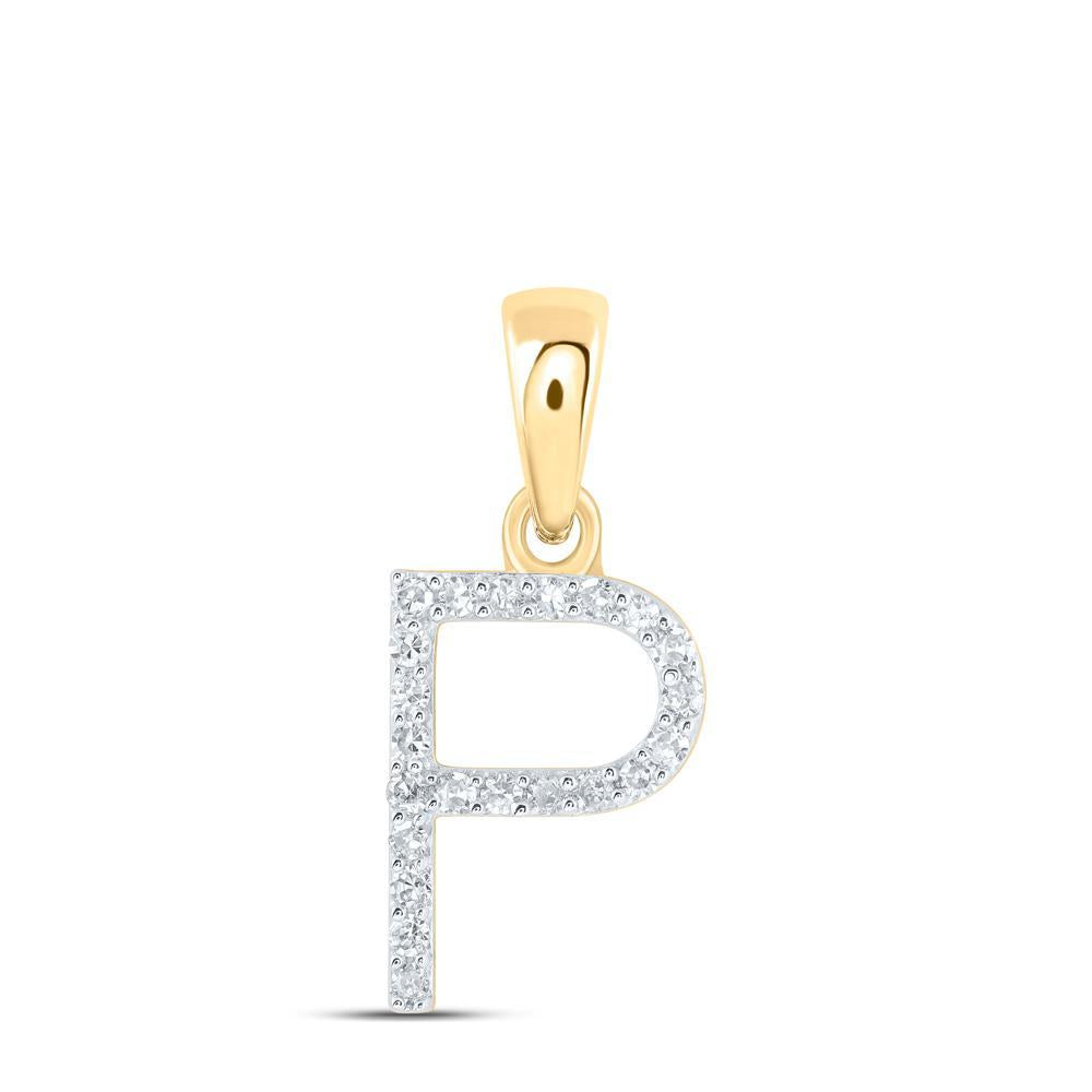 Diamond Letter Initial P Pendant Charm 10k Yellow Gold