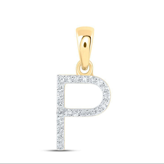 Diamond Letter Initial P Pendant Charm 10k Yellow Gold