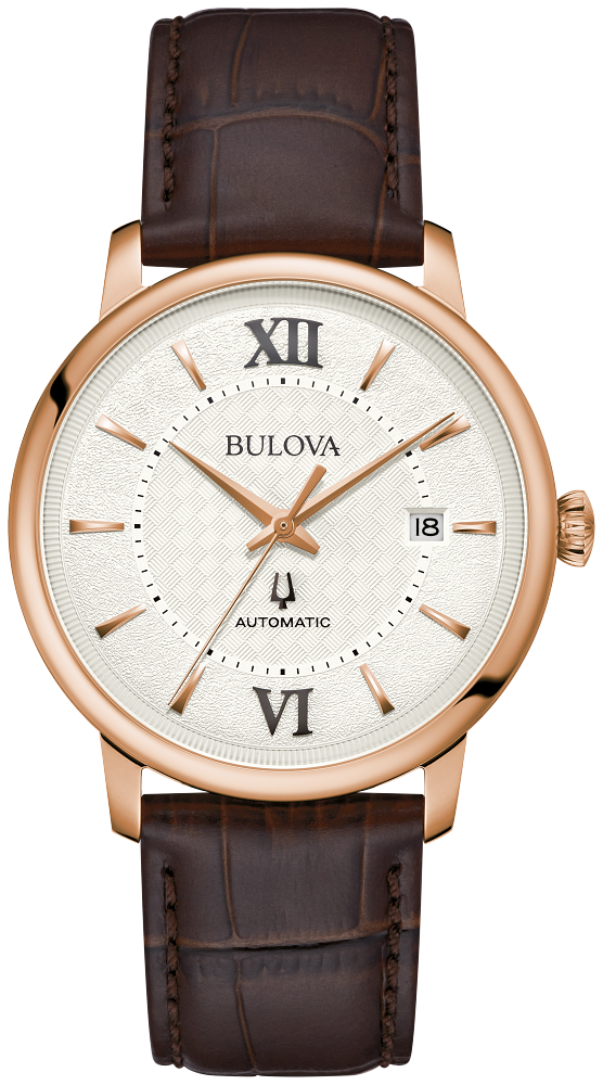 Bulova Hudson Automatic Leather Strap Watch 97B225