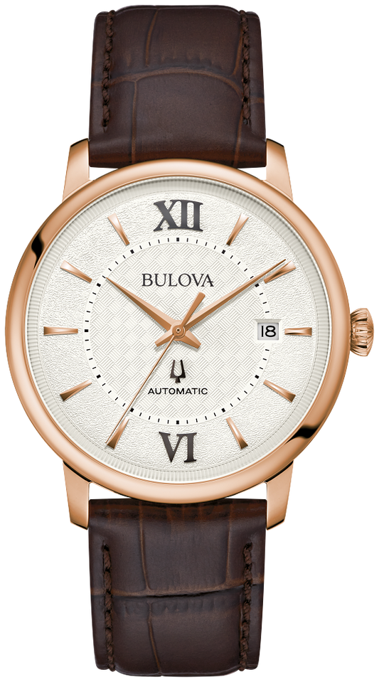 Bulova Hudson Automatic Leather Strap Watch 97B225