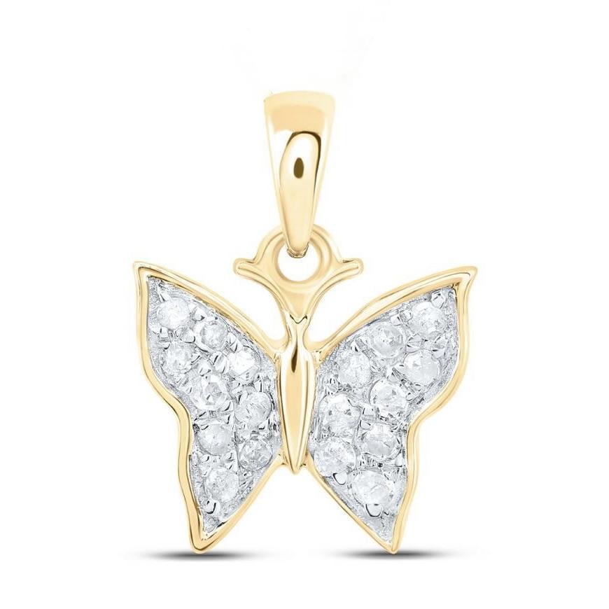 Diamond Butterfly Pendant 10K Yellow Gold