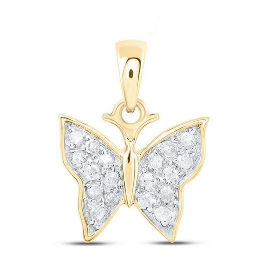 Diamond Butterfly Pendant 10K Yellow Gold