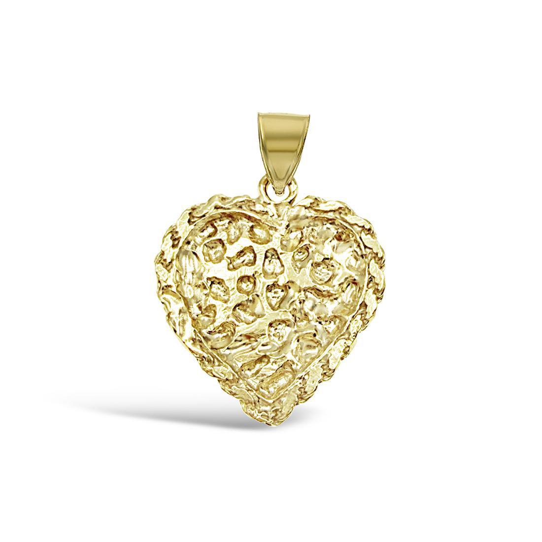Heart Nugget Pendant Charm 10k Yellow Gold
