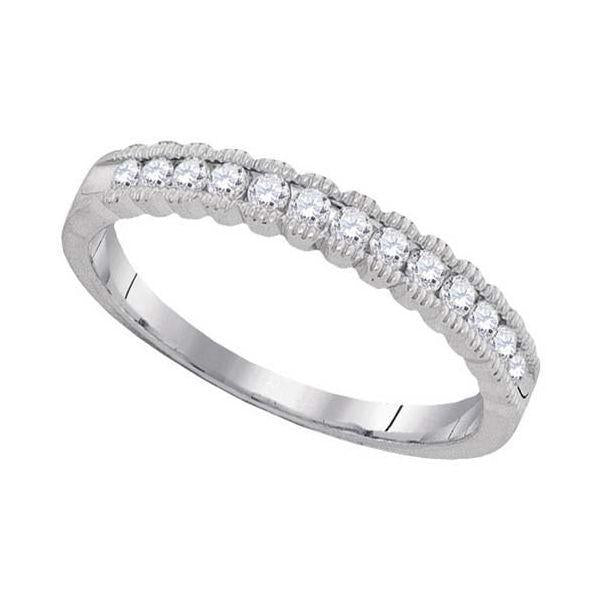 10kt White Gold Womens Round Diamond Single Row Band Ring 1/4 Cttw