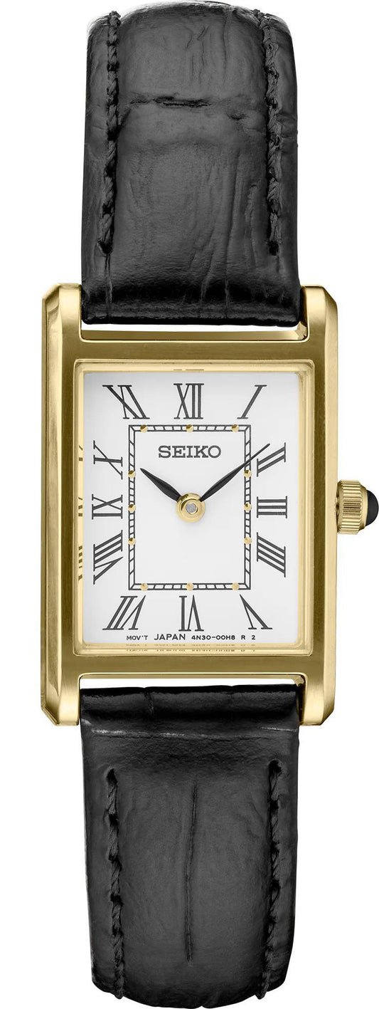 Seiko Essentials Collection Square Gold Tone Womens Watch SWR054