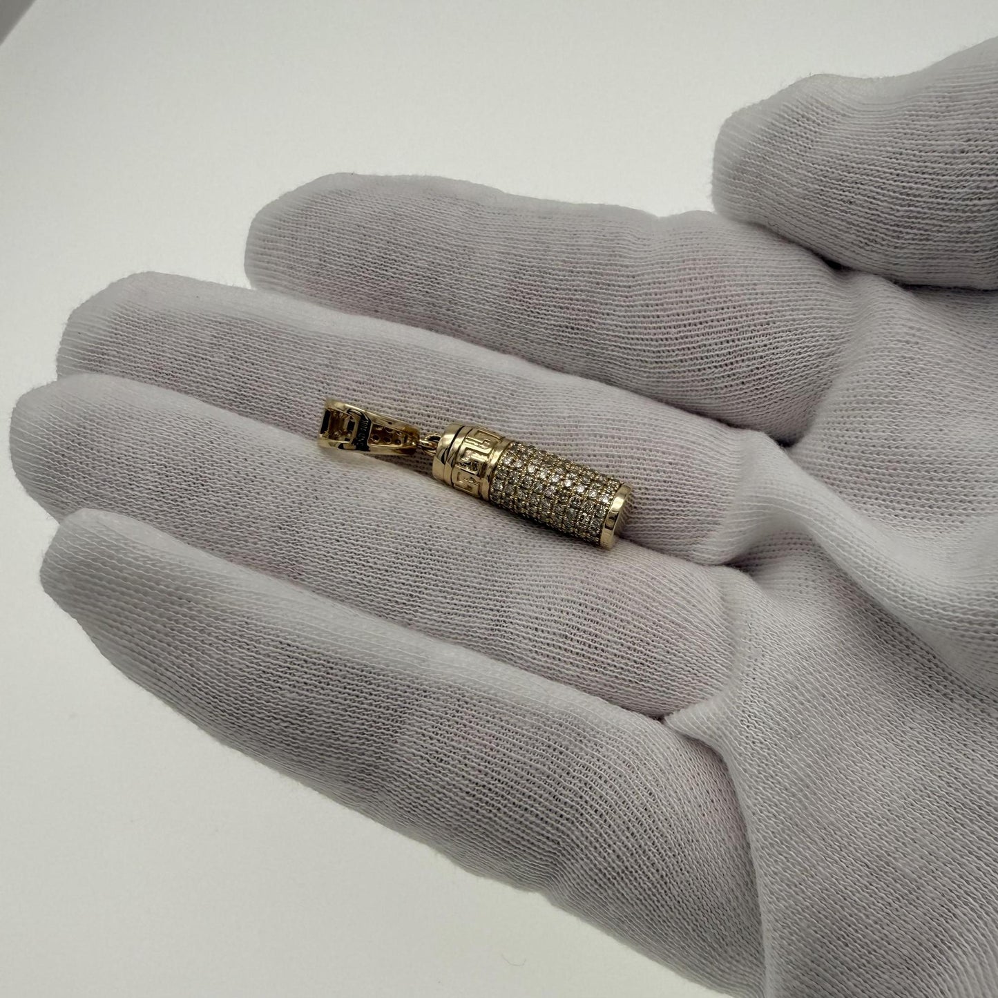 1 ctw Round Diamond Urn Cylinder Charm Pendant 10k Yellow Gold