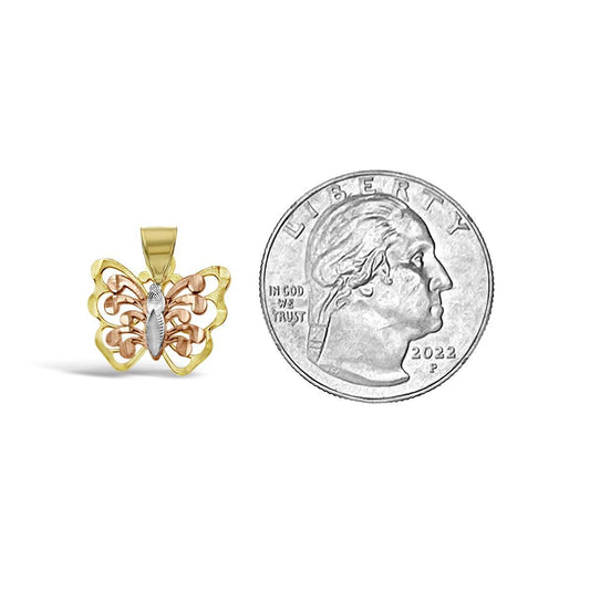 10K Tri-Color Gold Butterfly Pendant