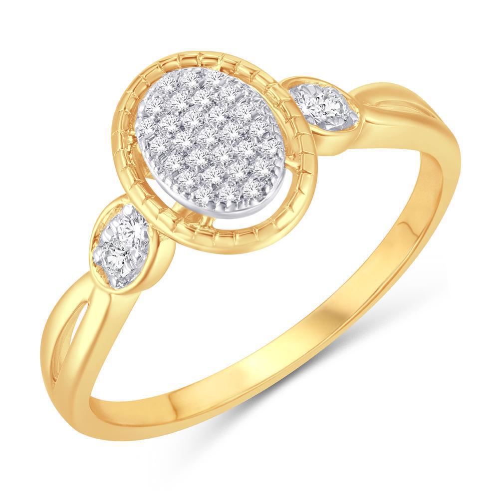 Diamond Promise Engagement Oval Cluster Ring 10k Yellow Gold Band