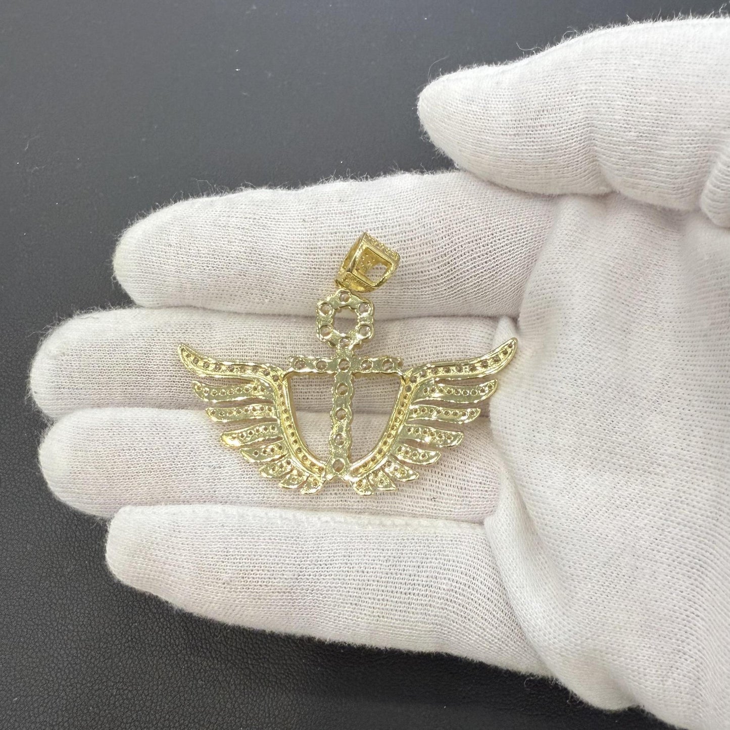 Anchor Wings Pendant Charm 925 Sterling Silver Gold Plated