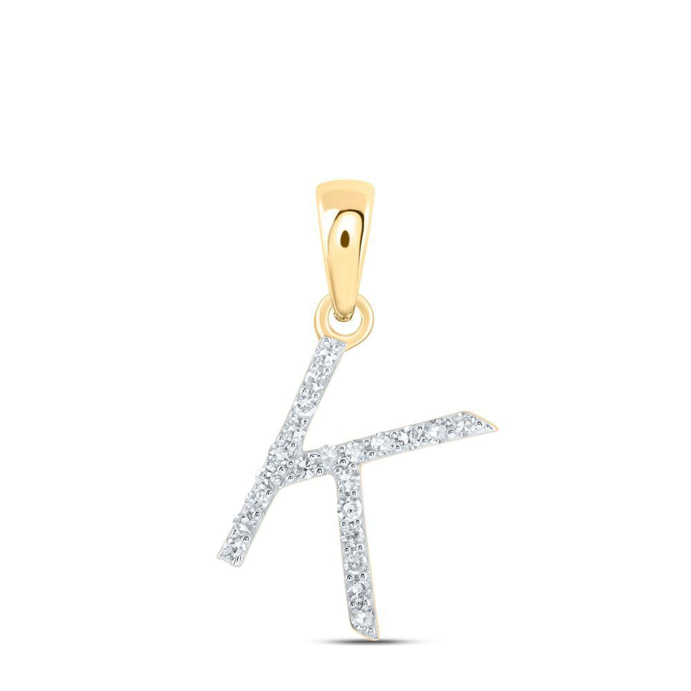 Diamond Letter Initial K Pendant Charm 10k Yellow Gold