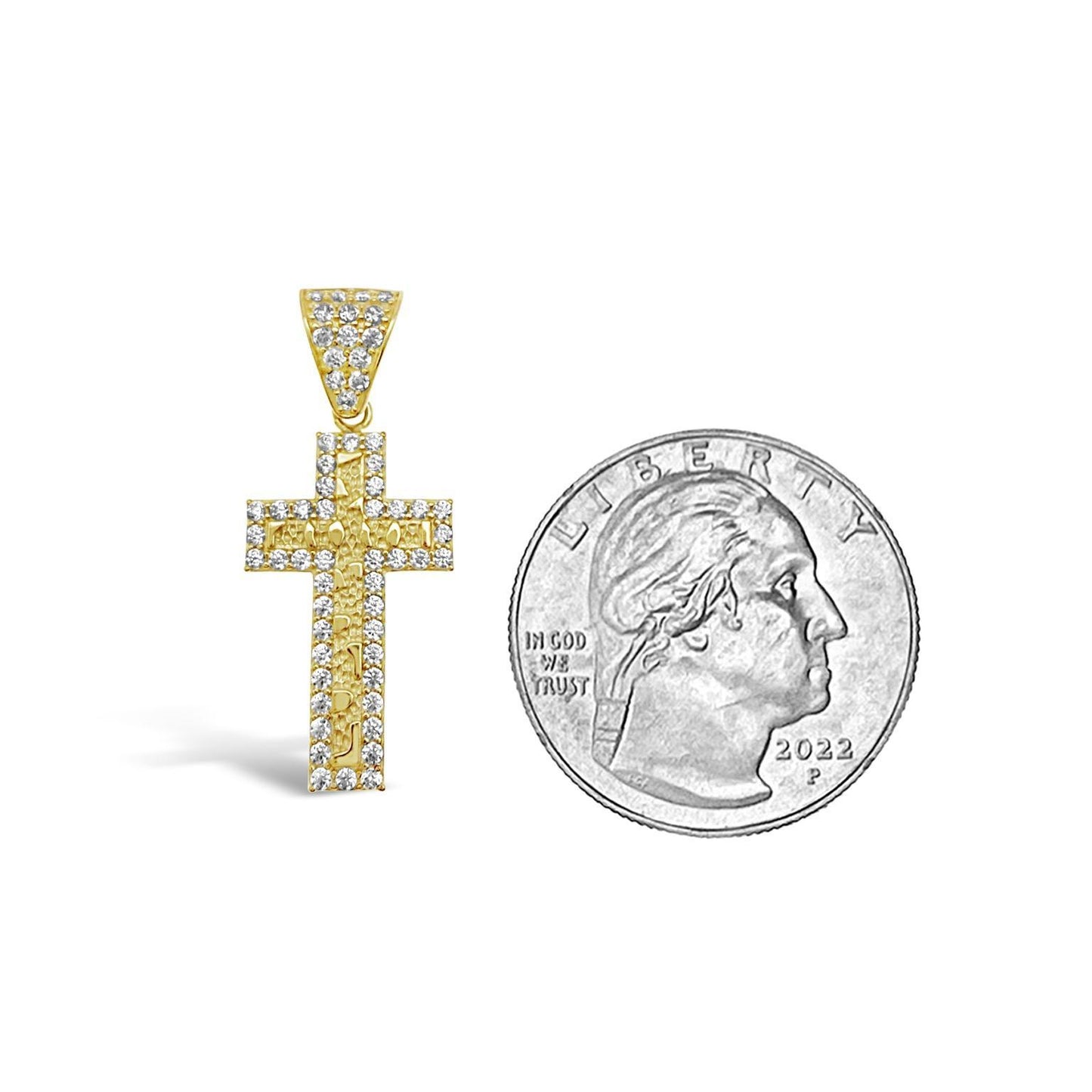 10K Yellow Gold Nugget Cross Pendant