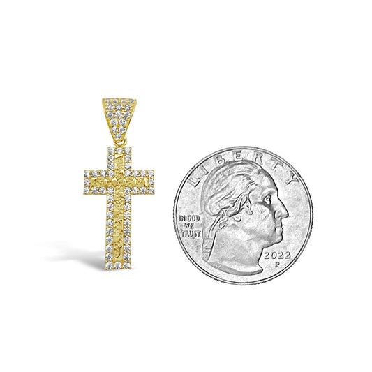 10K Yellow Gold Nugget Cross Pendant