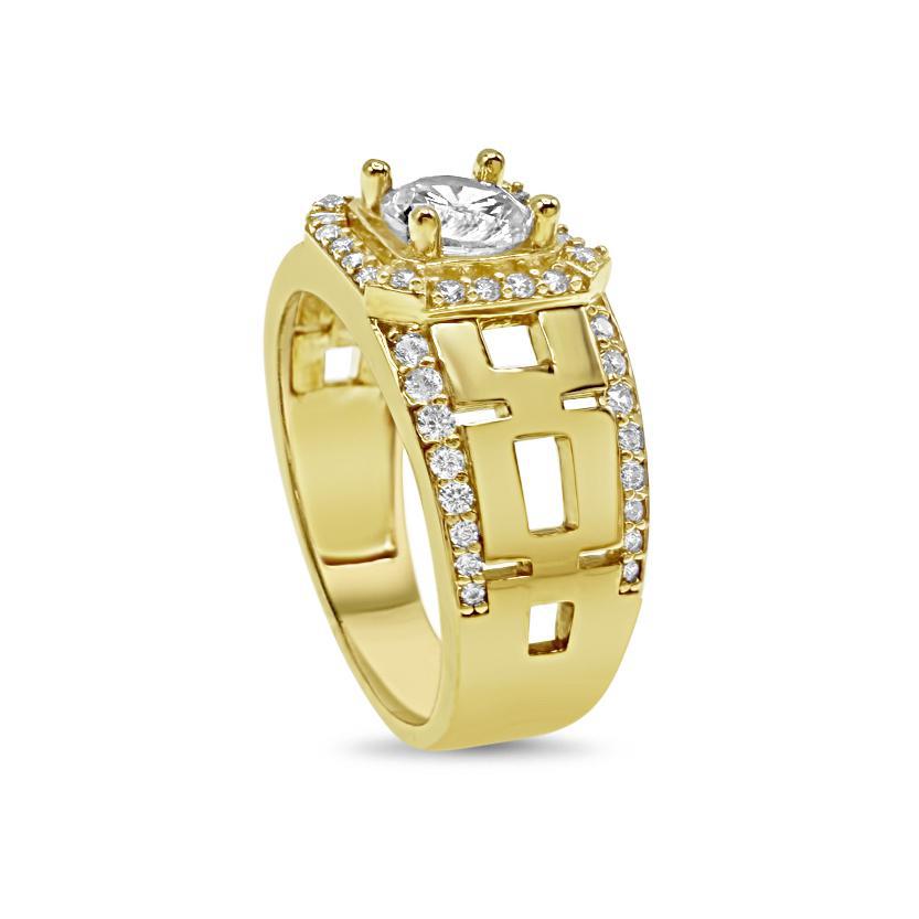 10K Yellow Gold Mens Signet Ring Greek Key