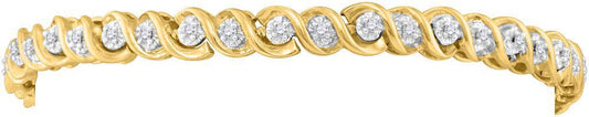 0.50ctw Diamond Swirl Link Bracelet 10K Yellow Gold