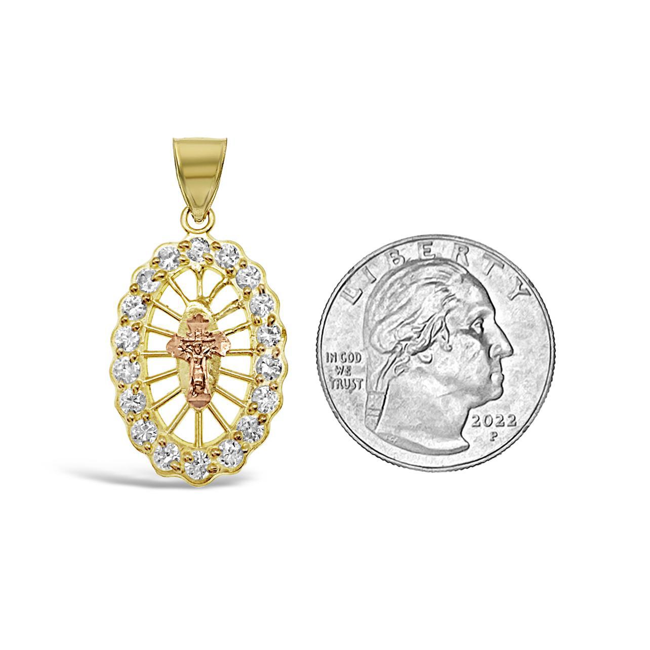 10k Two Tone Gold Cross Baby Jesus Pendant