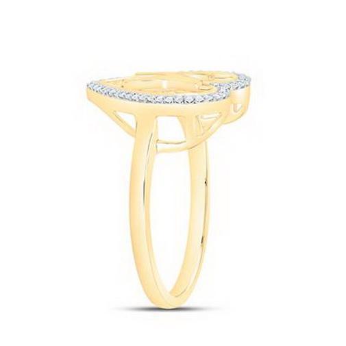 Diamond Initial K Heart Ring 10K Yellow Gold Womens