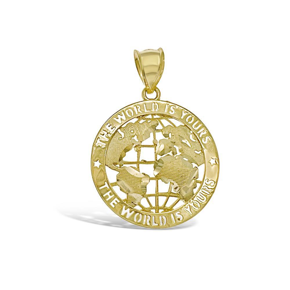 World Globe Pendant 10k Gold The World is Yours Charm 1.3"