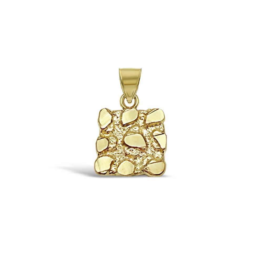 10K Yellow Gold Nugget Pendant Square