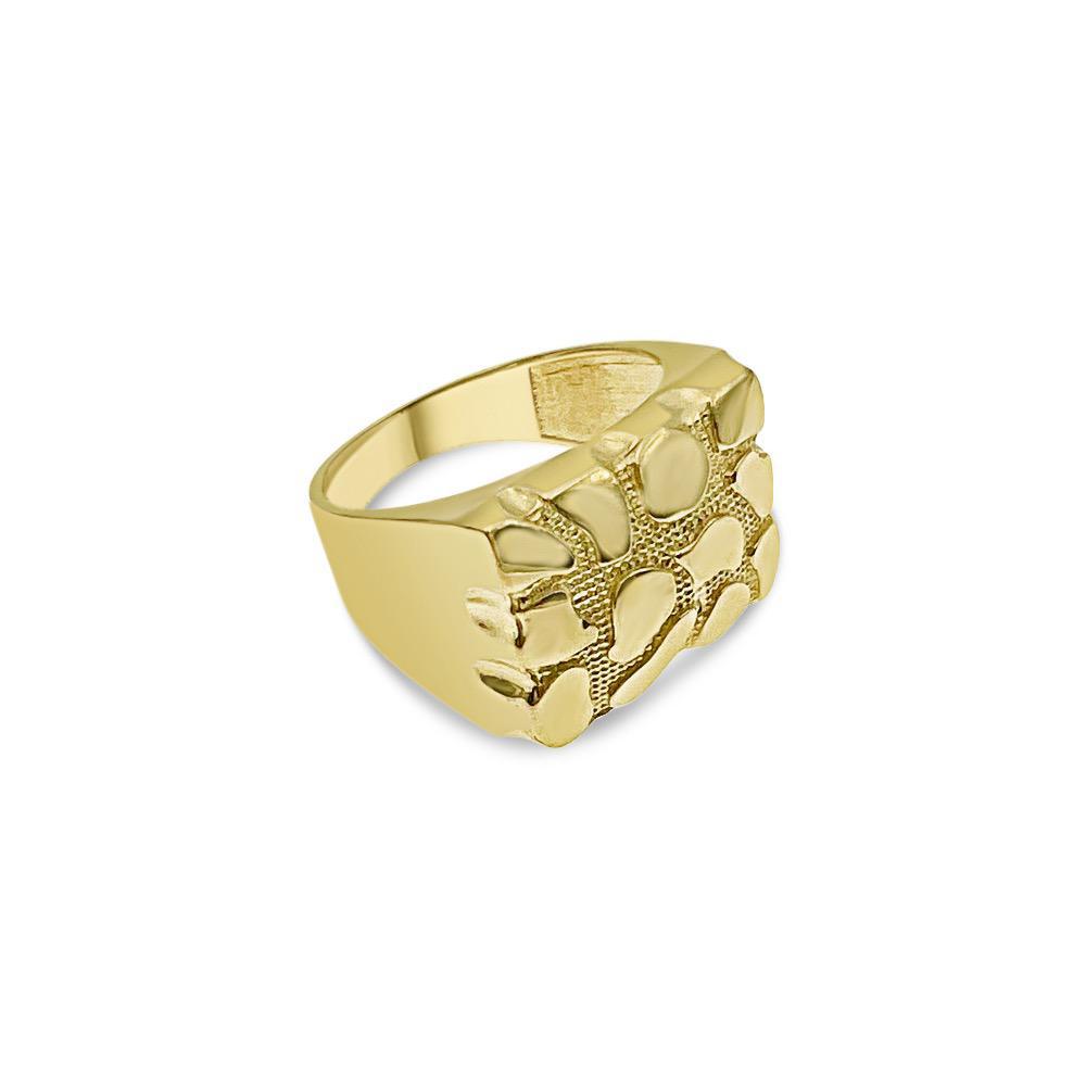 Nugget Rectangular Mens Ring 10k Yellow Gold