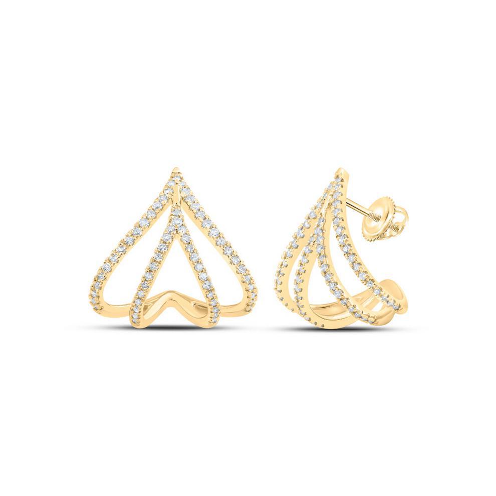 0.48ctw Diamond Half Hoop Stud Earrings 10k Yellow Gold