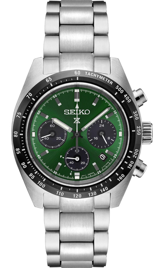 Seiko Prospex Speedtimer Solar Chronograph Green Dial Men's Watch SSC933