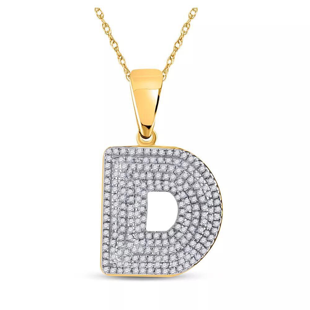 5/8cttw Diamond Initial D Letter Charm Pendant 10kt Yellow Gold Mens