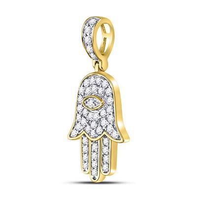 0.25ctw Diamond Hamsa Pendant 10k Yellow Gold