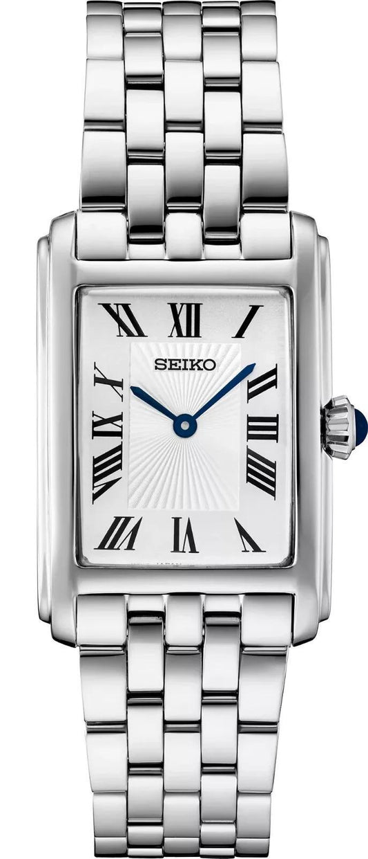 Seiko Essentials Silver Tone Rectangular Case Womens Watch SWR083