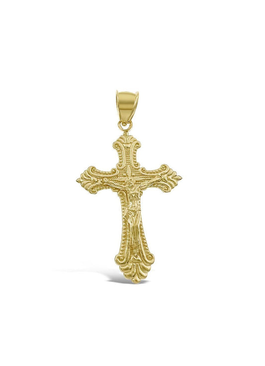 Cross Crucifix Pendant 10k Gold Charm 1.6"