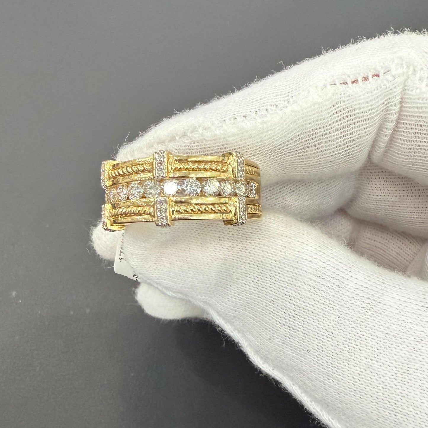 0.88ctw Diamond Mens Wide Band Ring 10K Gold